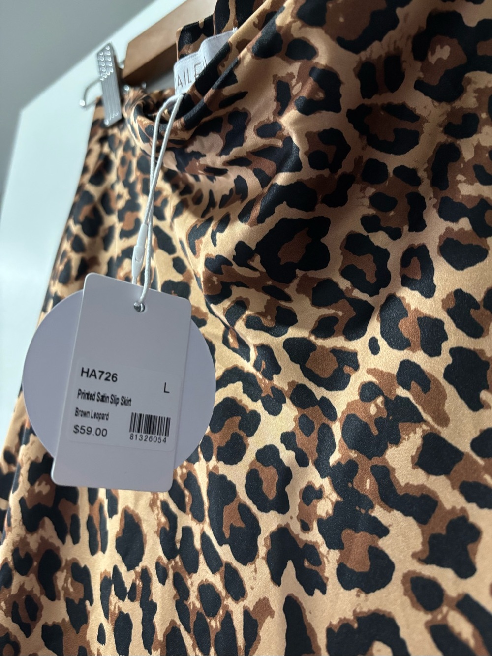 Leopard Print Satin Midi Skirt - Brown/Black - Picture 3 of 3